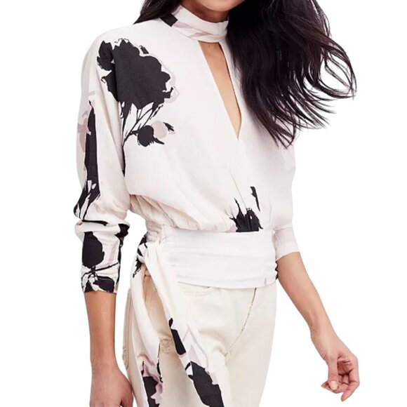 Free People Say You Love Me Floral Print Keyhole Top Size S - Picture 7 of 13